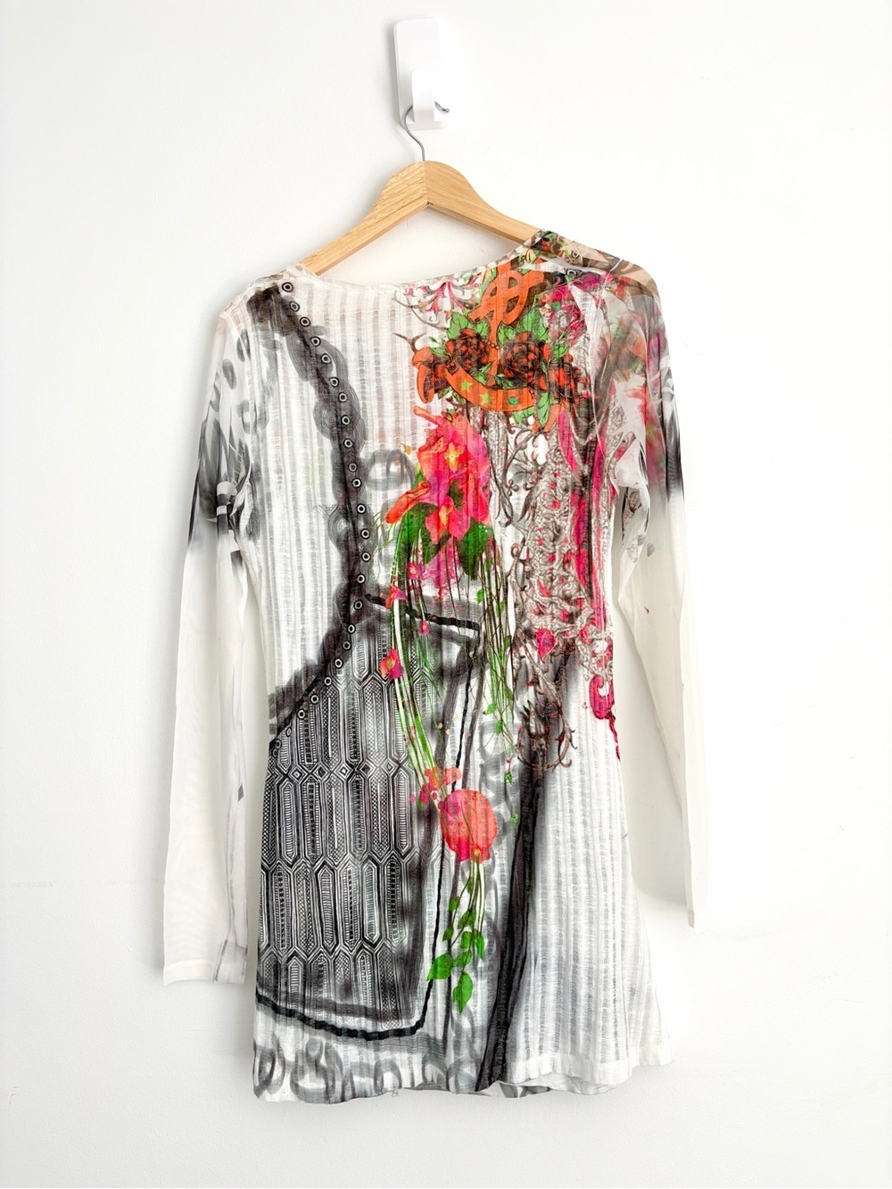 Ness Patchwork Longline Mesh Blouse - Gallery Girl - Size M - Picture 3 of 7